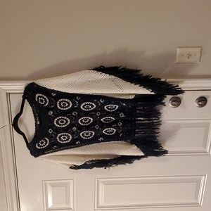 BAKU  crocheted top with fringe detail large